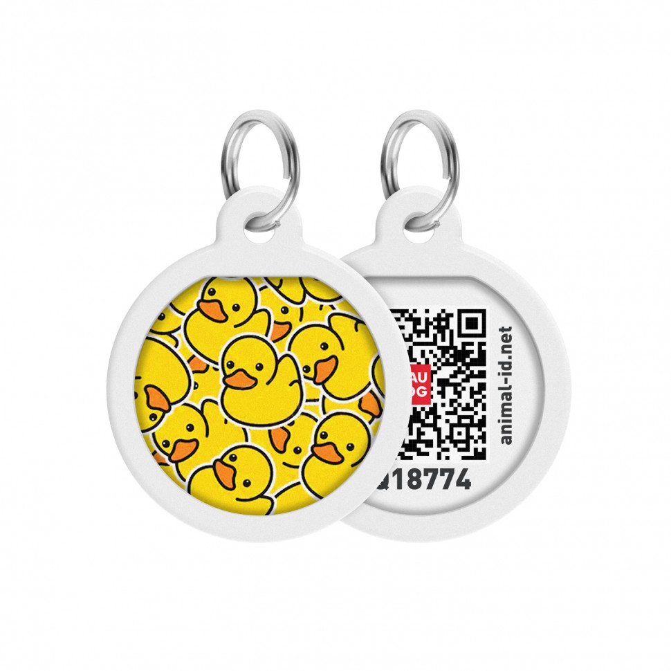 Адресник WAUDOG Smart ID с QR паспортом, премиум, рисунок "Уточки"
