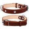 Ошейник двойной CoLLaR с украшением коричневый, кожа, Размер: M (38-50 см)