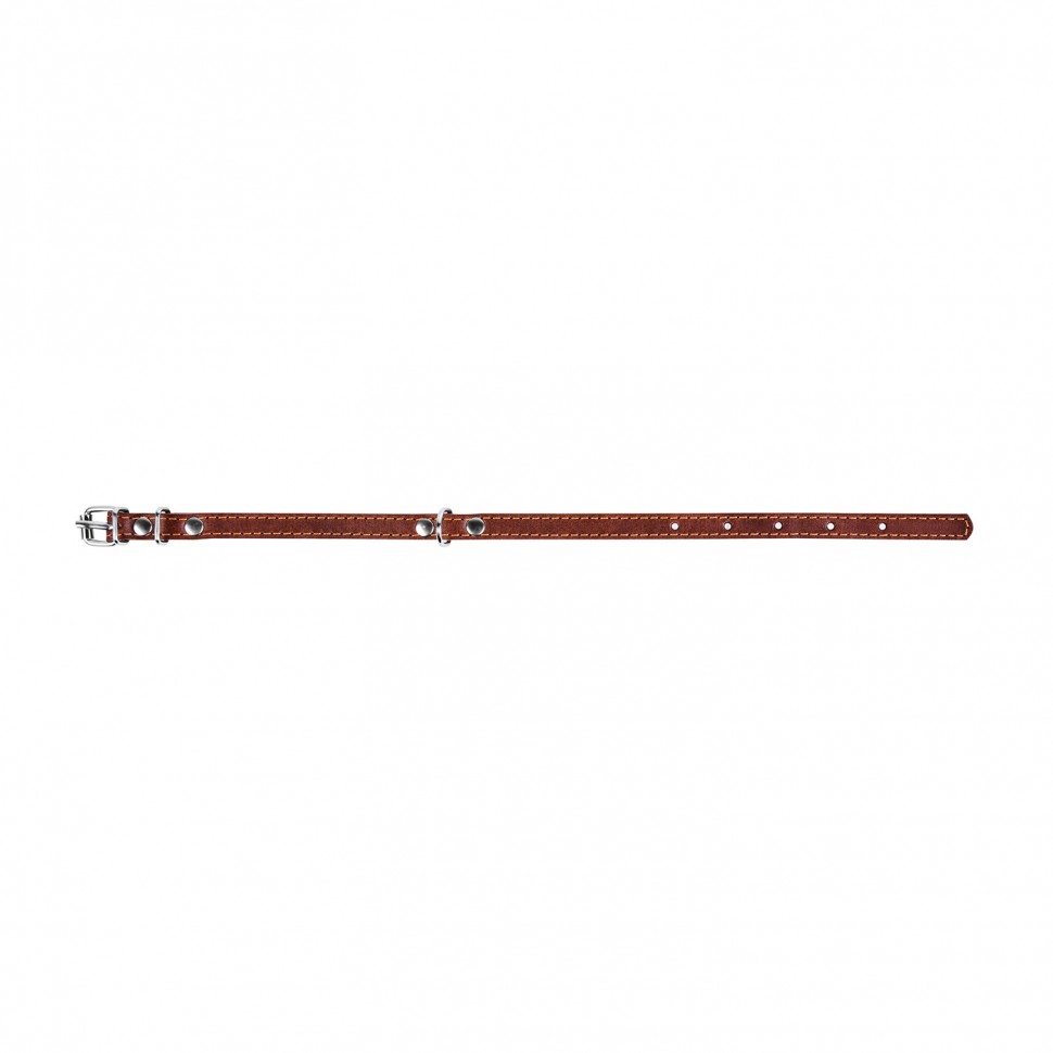 Ошейник одинарный CoLLaR коричневый, кожа, Размер: xs (24-32 см)