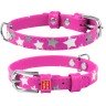 Ошейник WAUDOG Glamour с узором "Звездочка" Розовый, кожа, Размер: XS (21-29 см)