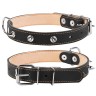 Ошейник двойной CoLLaR с шипами черный, кожа, Размер: M (38-50 см)