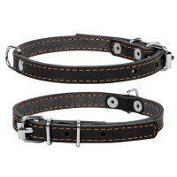 Ошейник одинарный CoLLaR черный, кожа, Размер: s (32-40 см)
