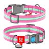 Ошейник WAUDOG Nylon с QR паспортом, светящийся, пластиковый фастекс Розовый, нейлон, Размер: S (24-40  см)