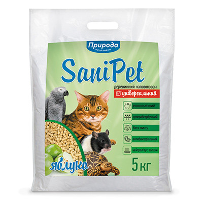 Наполнитель древесный SANI PET УНИВЕРСАЛЬНЫЙ 5 кг ЯБЛОКО