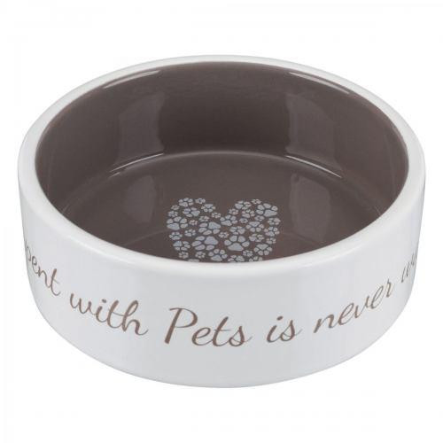 Миска д/собак  "Pet's Home", 0.3 л/ 12 см,керамика, кремовая/бежевая