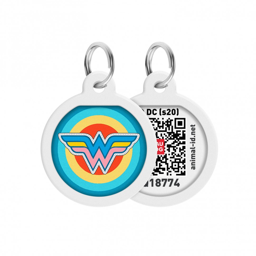 Адресник WAUDOG Smart ID с QR паспортом, премиум, рисунок "Чудо-женщина 1"