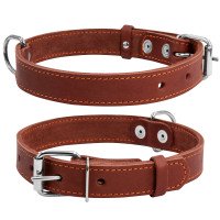 Ошейник одинарный CoLLaR коричневый, кожа, Размер: M (38-50 см)