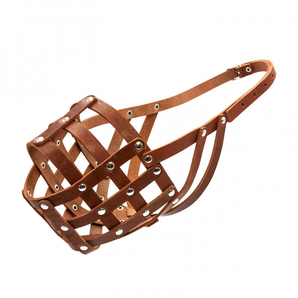 Намордник CoLLaR мягкий №5 коричневый, кожа, длинна/обхват морды: 11 / 40 см