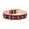 Ошейник двойной CoLLaR с шипами коричневый, кожа, Размер: L (47-62 см)