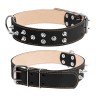 Ошейник двойной CoLLaR с шипами черный, кожа, Размер: XL (57-69 см)