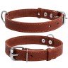 Ошейник одинарный CoLLaR коричневый, кожа, Размер: L (47-62 см)