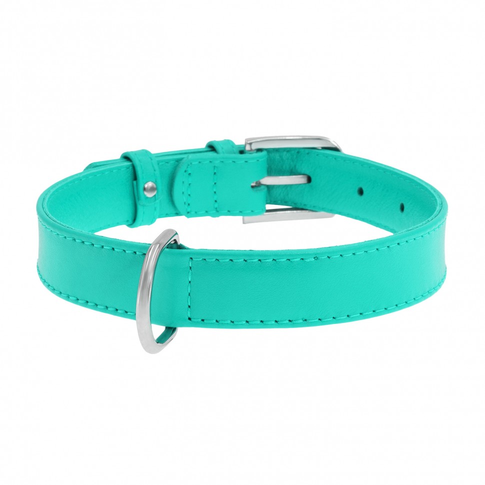 Ошейник WAUDOG Glamour без украшений  Ментоловый, кожа, Размер: S (30-39 см)
