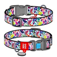 Ошейник WAUDOG Nylon с QR паспортом, рисунок "Волшебные цветы", пластиковый фастекс Разноцветный, Нейлон, Размер: XS (23-35 см)