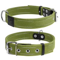 Ошейник двойной CoLLaR х/б тесьма  зеленый, брезент, Размер: L (51-63 см)