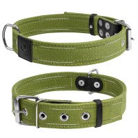 Ошейник двойной CoLLaR х/б тесьма  зеленый, брезент, Размер: L (51-63 см)
