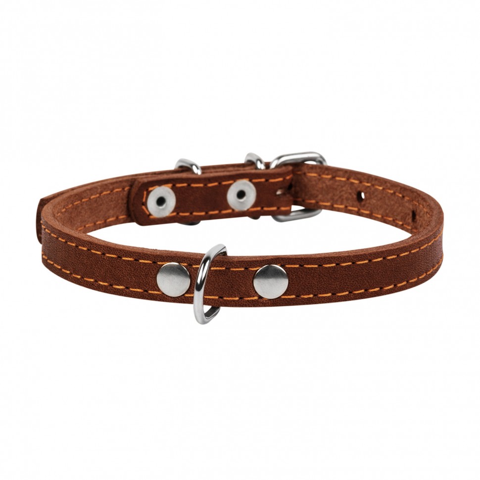 Ошейник одинарный CoLLaR  коричневый, кожа, Размер: xs (22-30 см)
