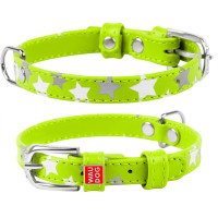 Ошейник WAUDOG Glamour с узором "Звездочка" Салатовый, кожа, Размер: XS (27-36 см)