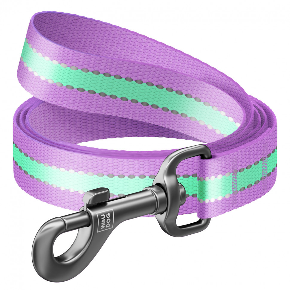 Поводок WAUDOG Nylon, светящийся Фиолетовый, нейлонS (122 см)