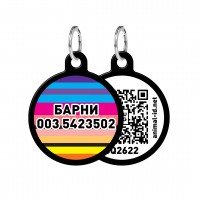 Адресник WAUDOG Smart ID с QR паспортом, рисунок "Линии 1", круг,  30 мм, черный