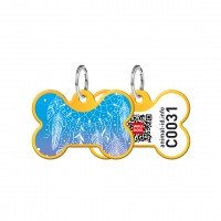 Адресник WAUDOG Smart ID с QR паспортом, рисунок "Ловец снов", кость, 31х21 мм, золото