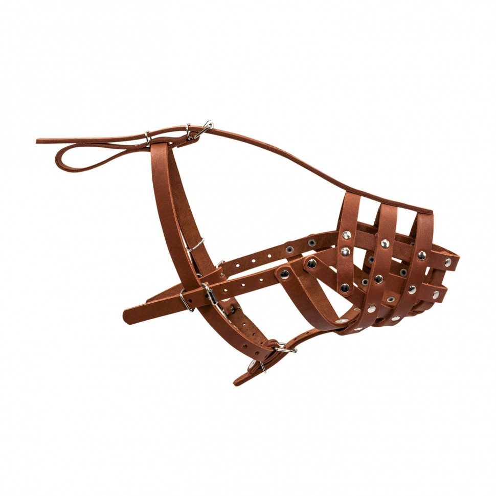 Намордник CoLLaR твердый  коричневый, кожа, длинна/обхват морды: 5 / 33 см