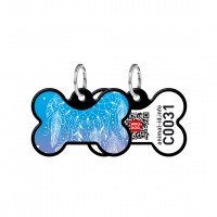 Адресник WAUDOG Smart ID с QR паспортом, рисунок "Ловец снов", кость, 31х21 мм, черный