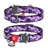 Ошейник WAUDOG Nylon с QR паспортом, рисунок "Фиолетовый камо", металлическая пряжка-фастекс   Разноцветный, Нейлон, Размер:  (31-49  см)