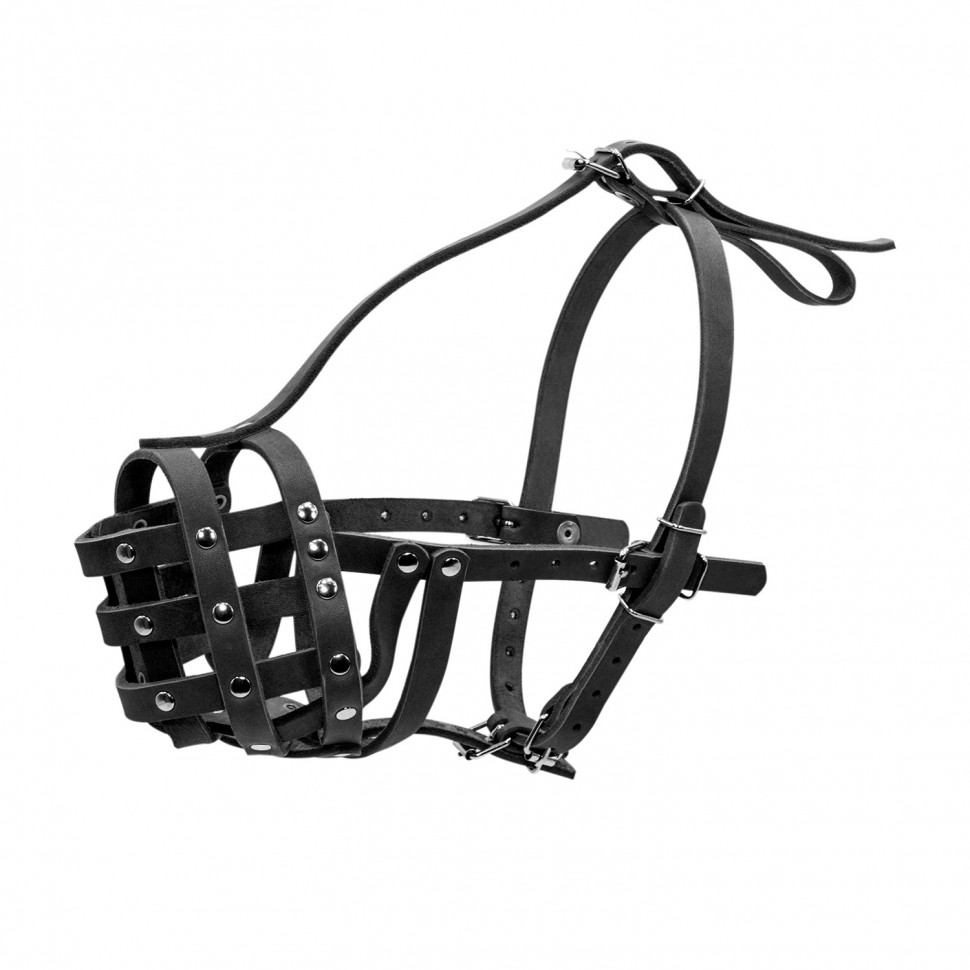 Намордник CoLLaR твердый  черный, кожа, длинна/обхват морды: 8 / 33 см