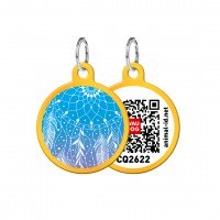 Адресник WAUDOG Smart ID с QR паспортом, рисунок "Ловец снов", круг, 25 мм, золото