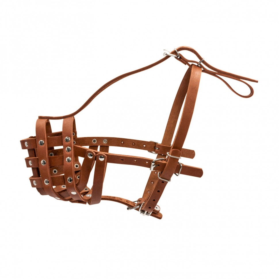 Намордник CoLLaR твердый  коричневый, кожа, длинна/обхват морды: 8 / 33 см