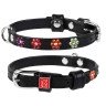 Ошейник WAUDOG Glamour с клеевыми стразами "Цветочек" Черный, кожа, Размер: XS (18-21 см)