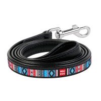 Поводок WAUDOG Design, рисунок "Этно"  Черный, кожа (134 см)