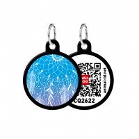 Адресник WAUDOG Smart ID с QR паспортом, рисунок "Ловец снов", круг, 25 мм, черный