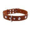 Ошейник одинарный CoLLaR с украшением коричневый, кожа, Размер: L (47-62 см)