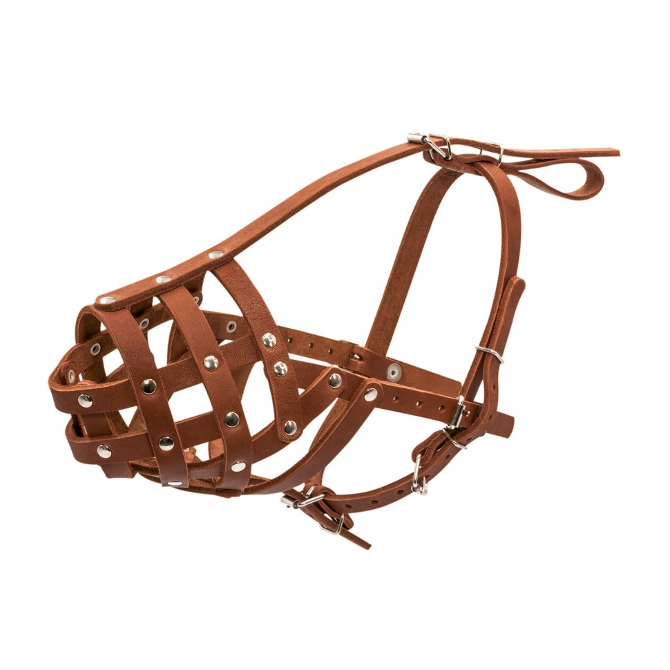 Намордник CoLLaR твердый  коричневый, кожа, длинна/обхват морды: 11 / 32 см