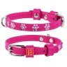 Ошейник WAUDOG Glamour с клеевыми стразами "Цветочек" Розовый, кожа, Размер: XS (18-21 см)