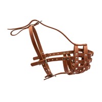 Намордник CoLLaR твердый  коричневый, кожа, длинна/обхват морды: 11 / 38 см