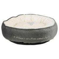 Лежак "Pet's Home",d50cm, серый/кремовый, с сердечком, вельвет