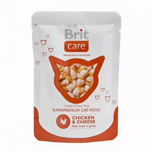 Brit Care Cat pouch 80g  курица и сыр