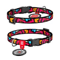 Ошейник WAUDOG Nylon с QR паспортом, рисунок "Граффити", пластиковый фастекс Разноцветный, Нейлон, Размер: XS (20-30 см)