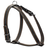 Шлея одинарная CoLLaR для мелких пород собак черный, кожа, Обхват груди 40-55 см
