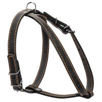 Шлея одинарная CoLLaR для мелких пород собак черный, кожа, Обхват груди 40-55 см