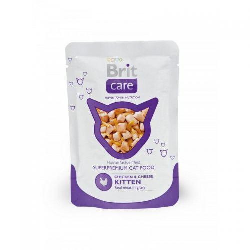 Brit Care Cat pouch 80g  для КОТЯТ курица и сыр