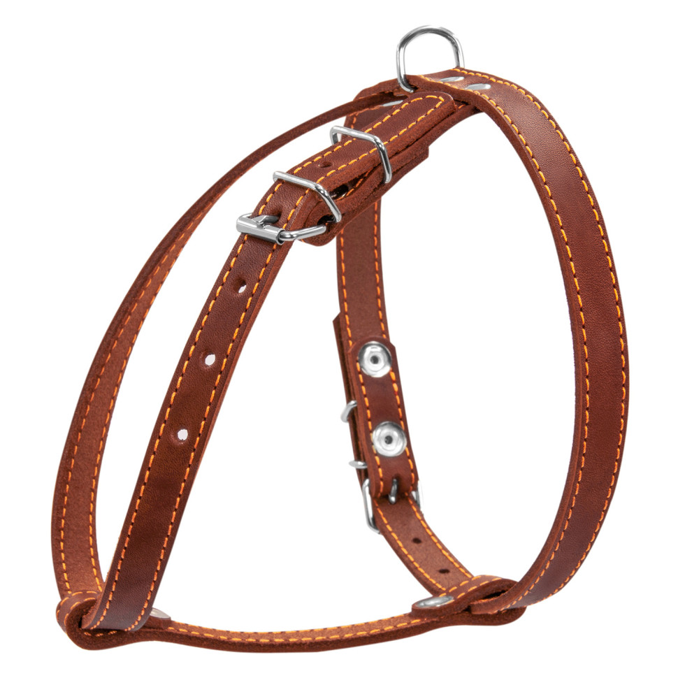 Шлея одинарная CoLLaR для мелких пород собак коричневый, кожа, Обхват груди 40-55 см