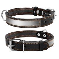 Ошейник CoLLaR со светоотражающей лентой  черный, кожа, Размер: s (32-40 см)