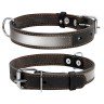 Ошейник CoLLaR со светоотражающей лентой  черный, кожа, Размер: s (32-40 см)