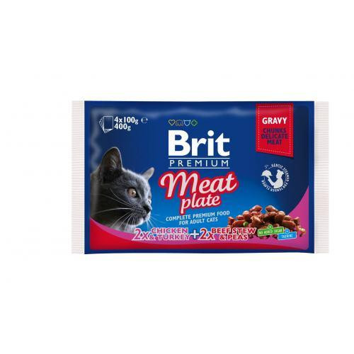 Brit Premium Cat Набор паучей 4шт х 100g мясная тарелка