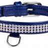 Ошейник WAUDOG Glamour "Полотно стразы" Голубой, кожа, Размер: XS (18-21 см)
