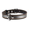 Ошейник CoLLaR со светоотражающей лентой  черный, кожа, Размер: M (38-50 см)
