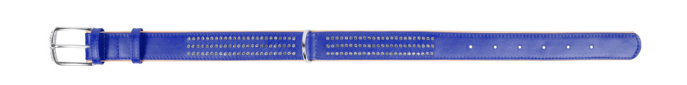 Ошейник WAUDOG Glamour со стразами Красный, кожа, Размер: L (46-60 см)